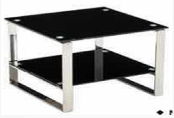 MEF - Black Glass Coffee Table Stainless Steel Size : W 600 x D 600 x H 450 mm 