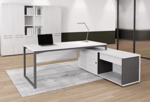 Platz Executive Desk With Single Leg and Side Return